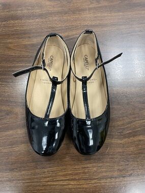 Capelli of New York Black Patent T-Strap Flats for Kids